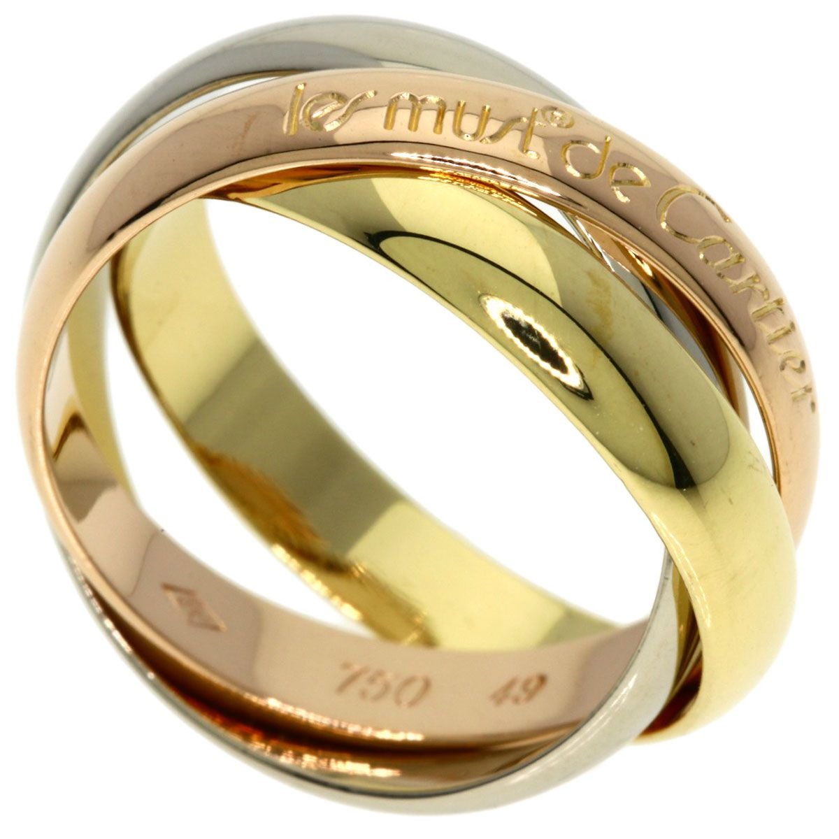 Cartier Trinity 49 Ring 18K Yellow Gold Pink White