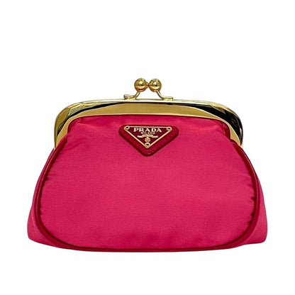 Prada Coin Case Pink Tessuto Kiss Lock Purse Wallet Nylon