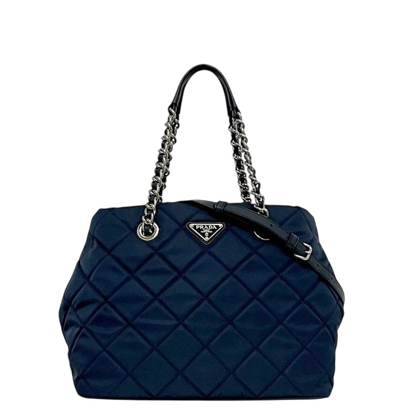 Prada 2 way Bag Navy Tessuto 1 Bg740 Tote