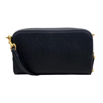 Christian Dior Shoulder Bag Caro Double Pouch S7431ubae Leather Logo Black Gold