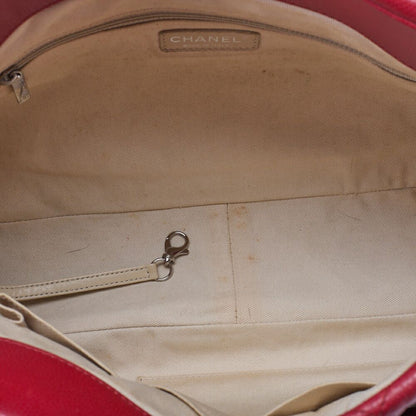 Chanel Shoulder Bag Matelasse Caviar Skin Red Coco Mark (silver Hardware)