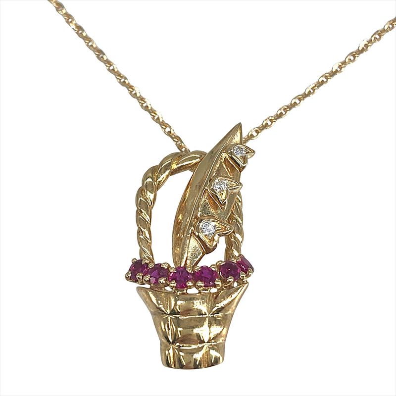 Dior Tin Lantern Necklace With Diamonds 18K Yellow Gold 71g Yellow Gold Ruby