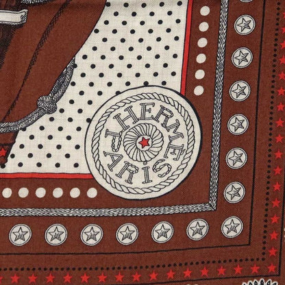 Hermes Carre 140 Scarf Zouavers ET Dragons Bandana Brown Large Shawl