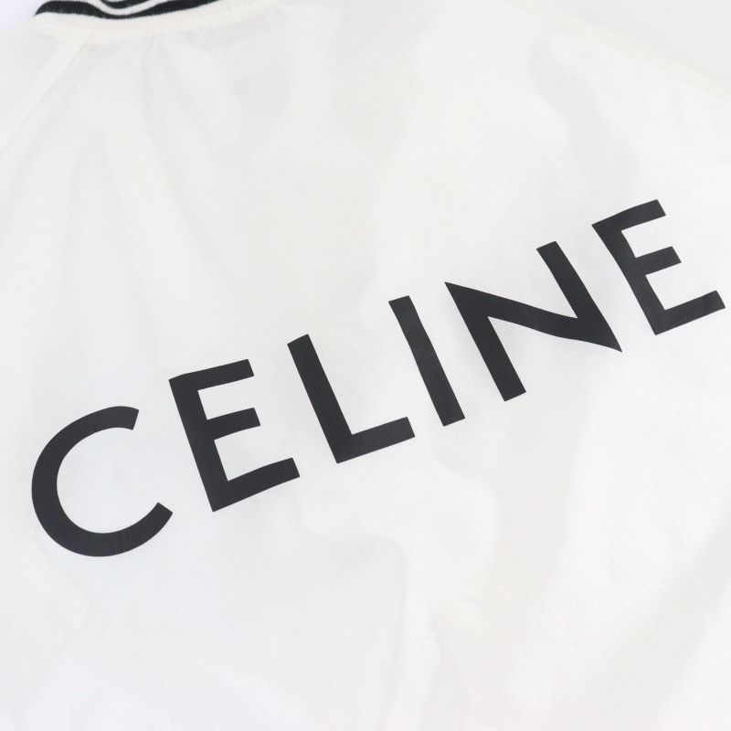 Celine 2w365495m Back Logo Bicolor Nylon Jacket Teddy Blouson White Black 44