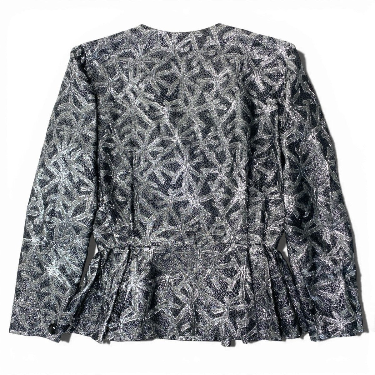 Dior Vintage Jacket Peplum All Over Pattern 9 Silver — view 3