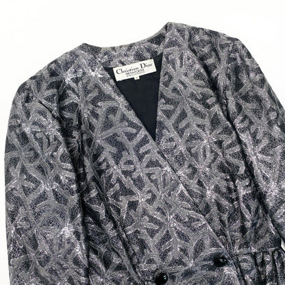 Dior Vintage Jacket Peplum All Over Pattern 9 Silver — view 4
