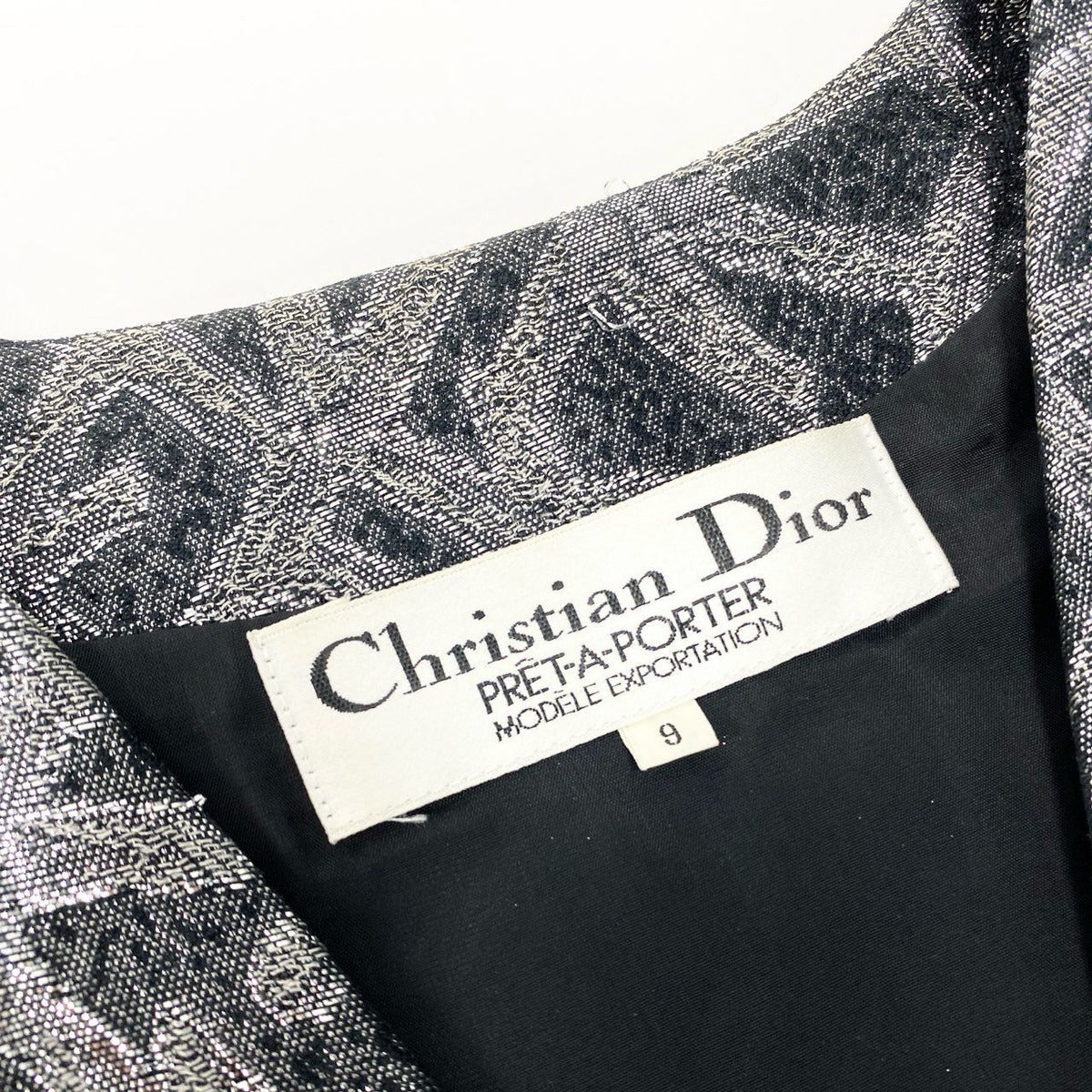 Dior Vintage Jacket Peplum All Over Pattern 9 Silver — view 7