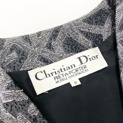 Dior Vintage Jacket Peplum All Over Pattern 9 Silver — view 7
