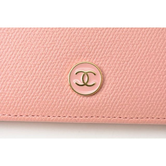 Chanel Wallet Long Coco Mark Button Motif Leather Rose — view 3