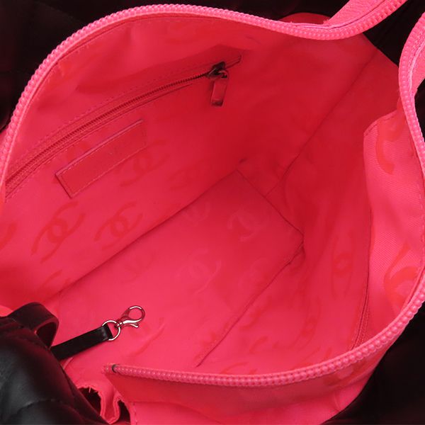 Chanel Tote Bag Cambon Line Medium Leather Enamel Black Silver Hardware Black