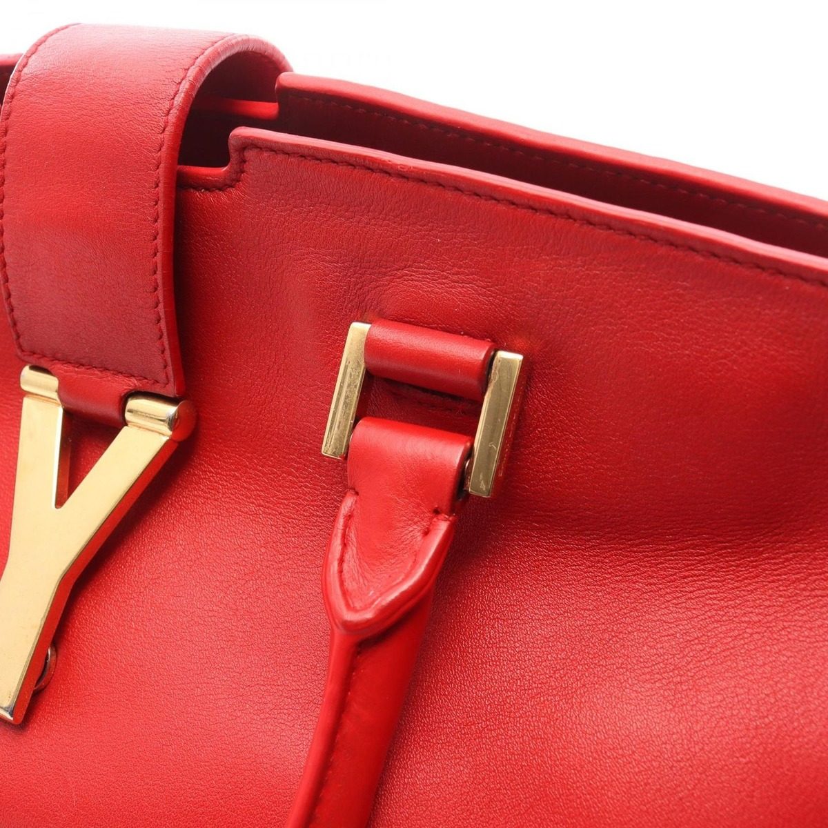 Saint Laurent Paris Handbag Yline Cabas Red Leather Chic — view 6