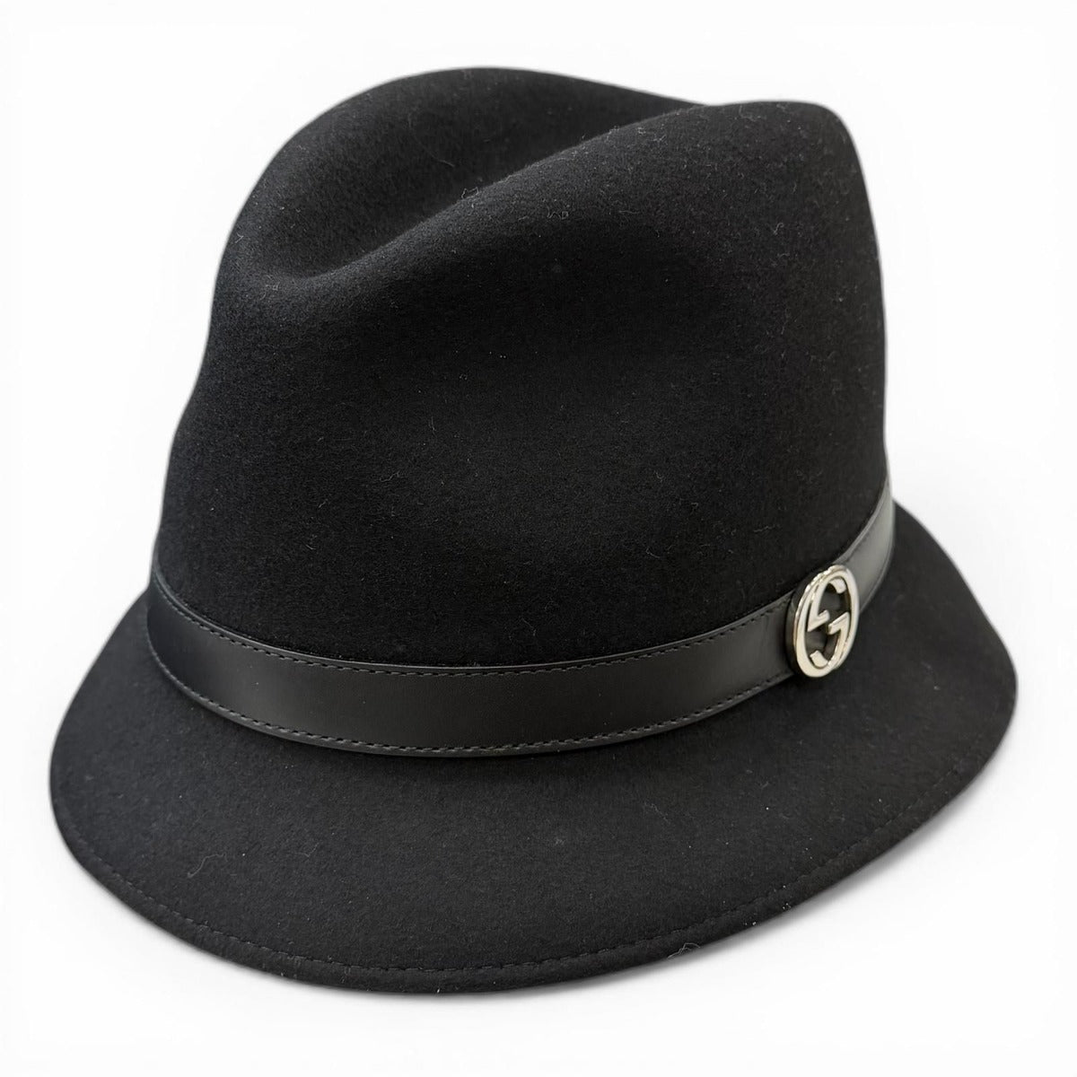 Gucci Wool Leather with Interlocking Felt Hat