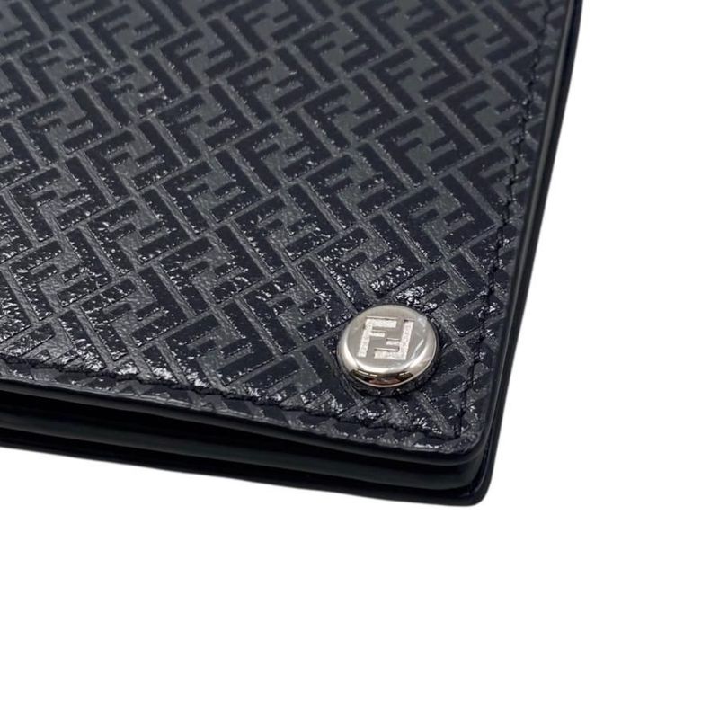 Fendi Card Case Flip Case 7m0312 Aglp F0l6b Ff Logo Asphalt Black Gray Silver