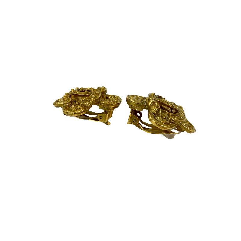 Chanel Vintage Coco Mark Motif GP Earrings Accessory Ladies 94A
