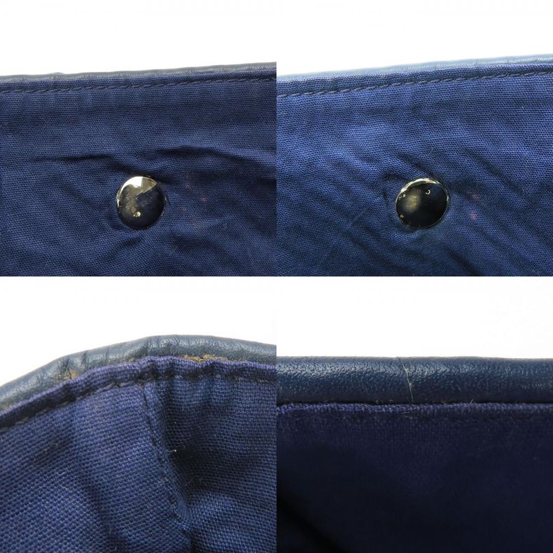 Hermes Tote Bag Amedava Diago PM Leather Polyester Navy Silver Hardware Woven