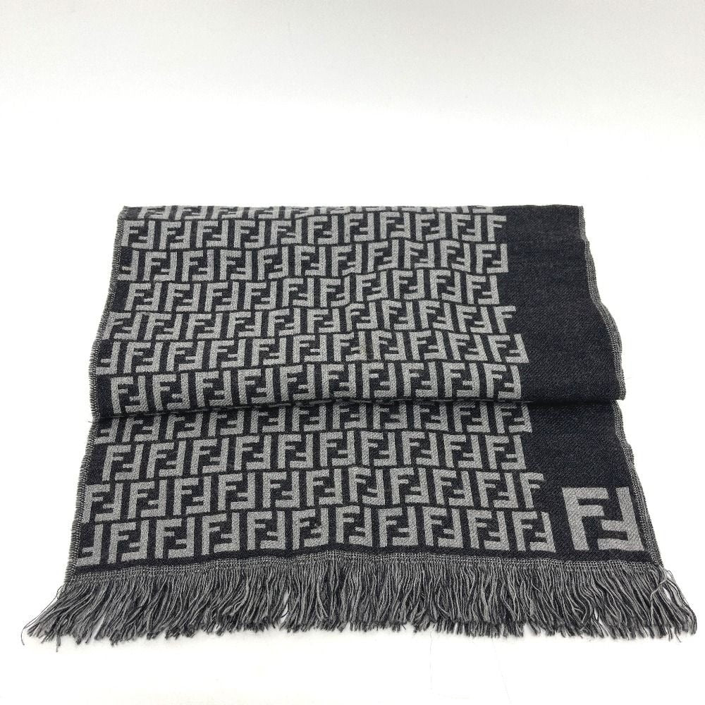 Fendi Scarf Zucca All Over Pattern Wool Gray