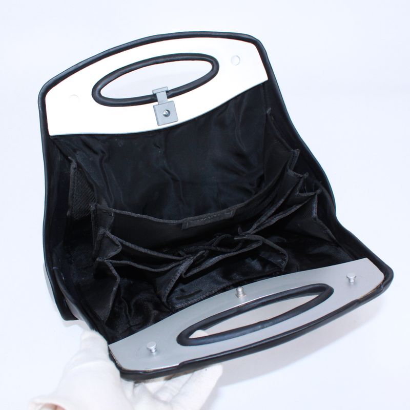 Chanel Hip Bag Lambskin Black Shoulder Bag Silver