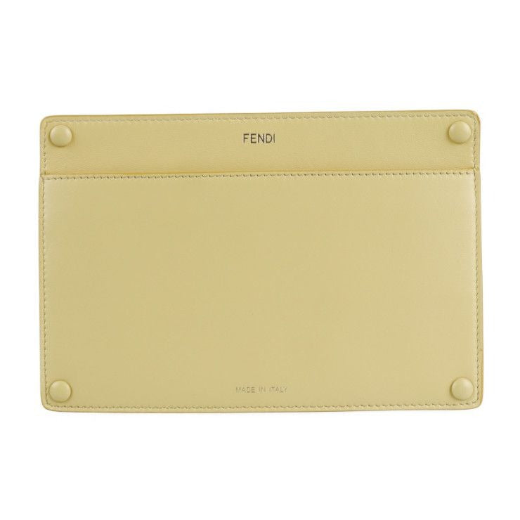 Fendi Peekaboo Pocket Pouch 7 Ar907 Nappa Leather Semolino Cream Yellow