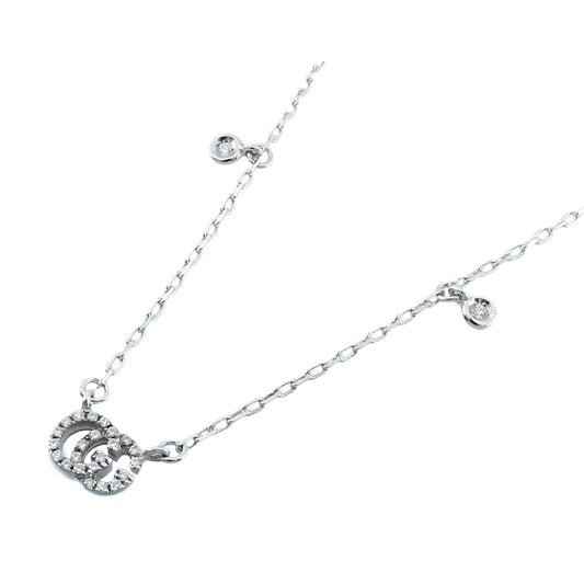 Gucci GG Running Necklace White Gold 18k Diamond Double G Pendant