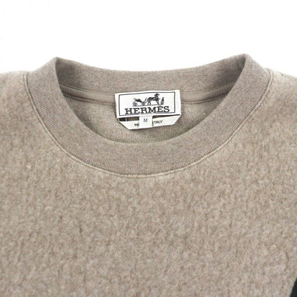 Hermes Wool Cashmere Lamb Crew Neck Pullover Sweatshirt Beige — view 2