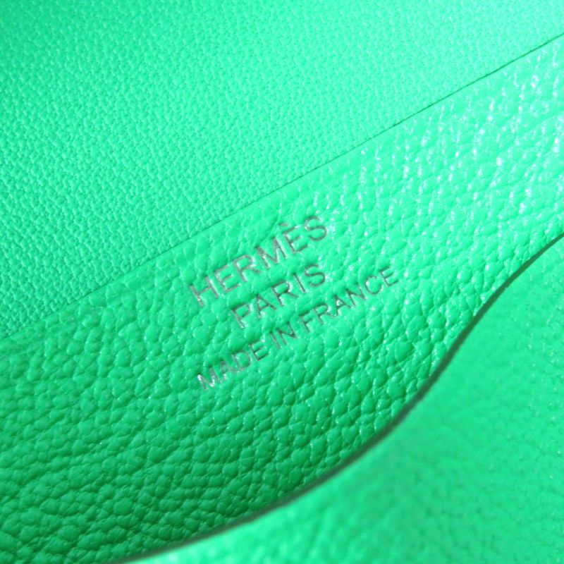 Hermes Bearn Mini Vert Comic Silver Hardware Chevre Misol Bifold Card Case