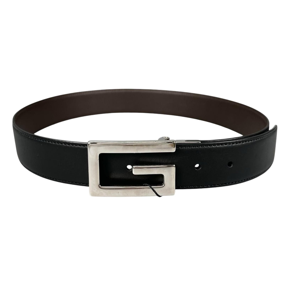 Gucci Square Leather Brown Black Belt Silver — view 2