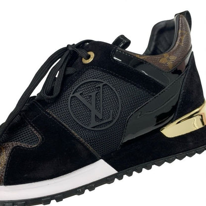 Louis Vuitton Run Away Line Monogram Sneakers Shoes Leather Patent Suede Black