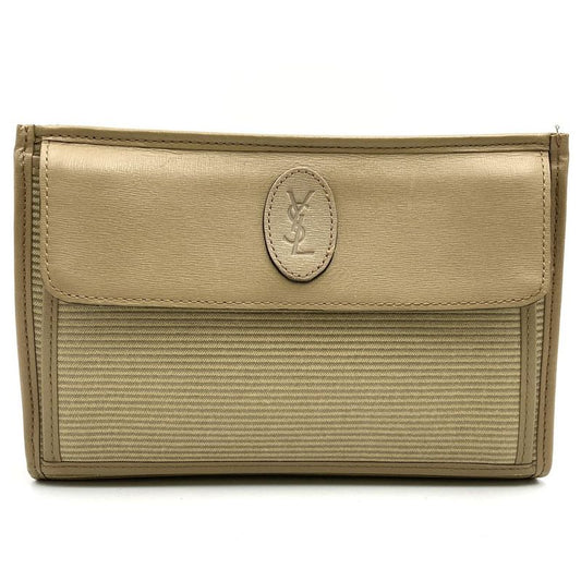 YVES Saint Laurent Yves Saint Laurent Clutch Bag Beige Leather Women Men