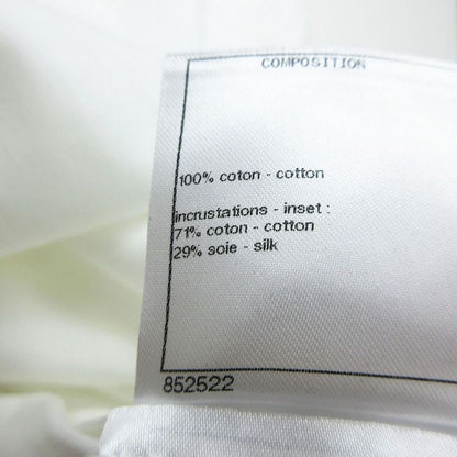 Chanel 22b Lion Button Velour Collar Shirt Long Sleeve Top White Size M Women's