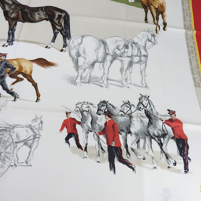Hermes Scarf Carre90 100% Silk LES Haras Nationaux National Stallion Breeding