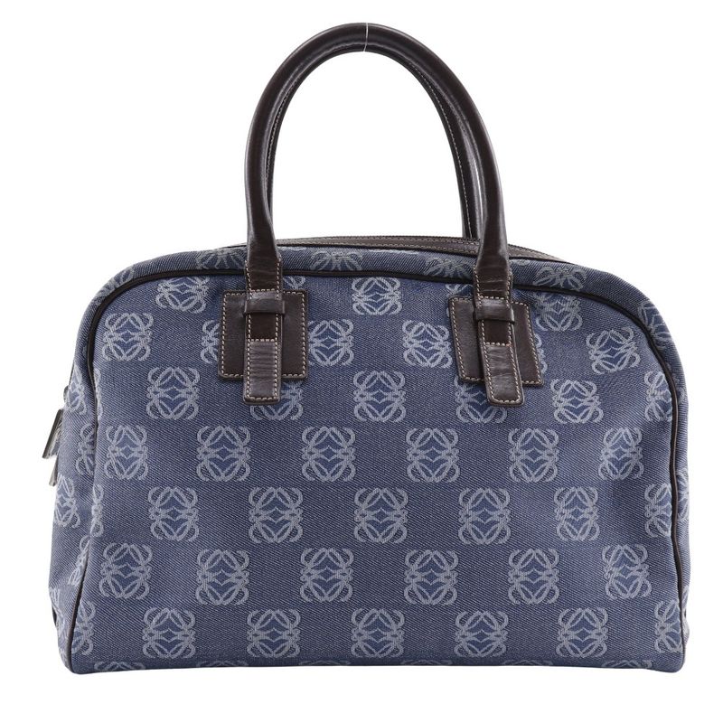 Loewe Anagram Mini Boston Denim Blue Women's Handbag
