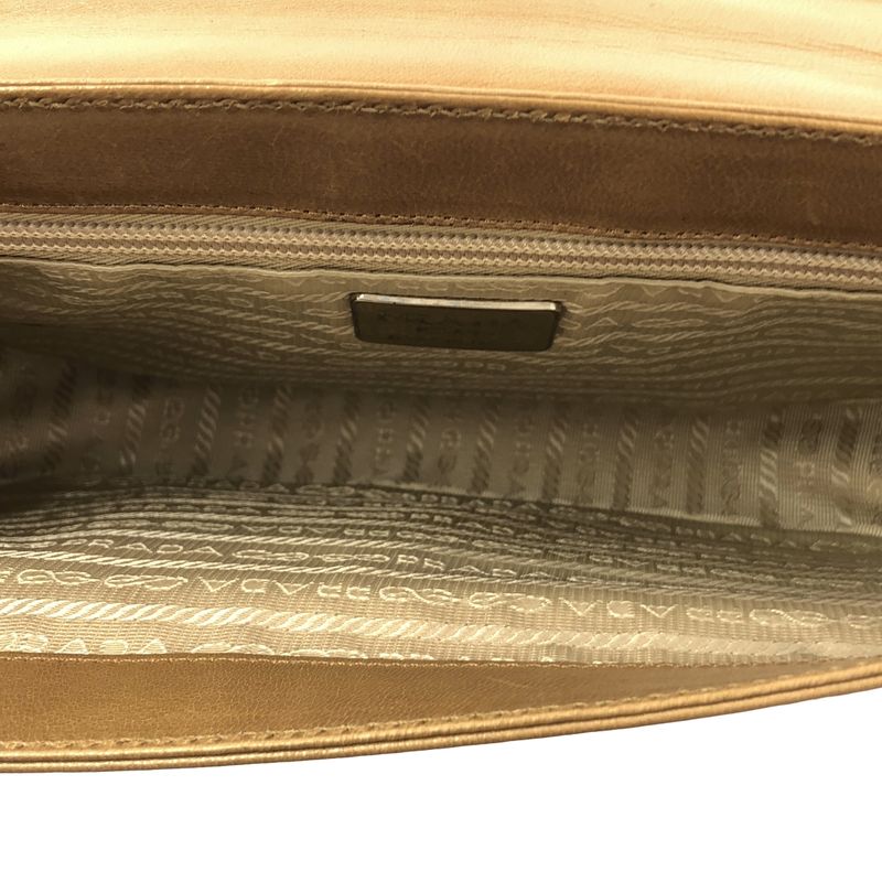 Prada - Madras Bachel Leather Logo Flap Handbag - Cammello - Women