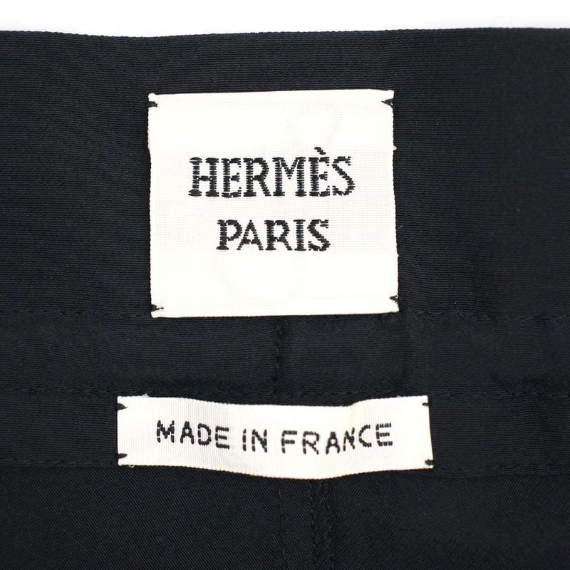 Hermes 2018 Resort Embroidery Design Silk Skirt Navy 38