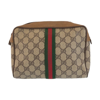 Gucci Vintage Sherry Line Beige GG Supreme Canvas Clutch