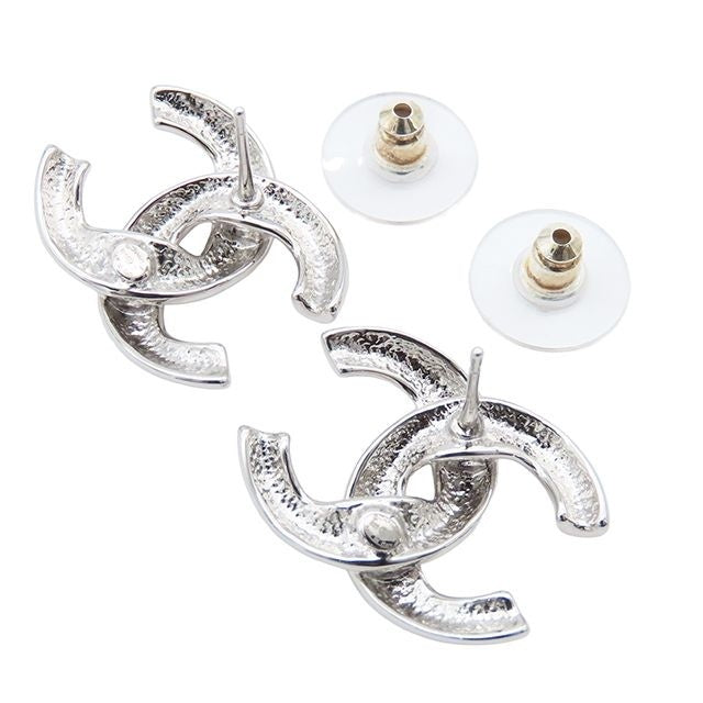 Chanel Earrings Silver Metal CC Logo — view 3