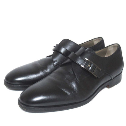 Hermes Boris Single Monk Strap Shoes 39 Black