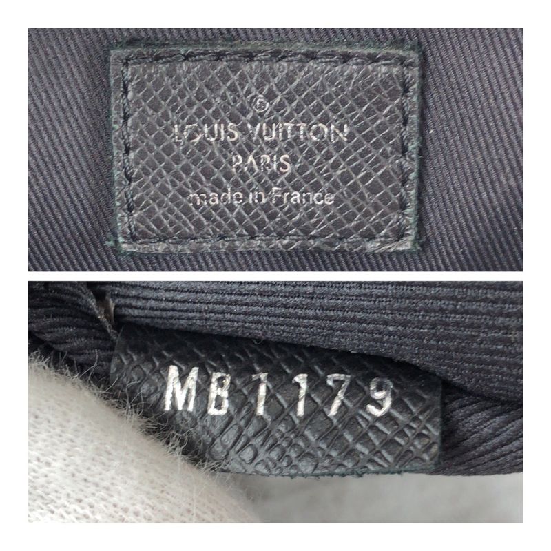 Louis Vuitton Taiga Anton Black Silver Hardware Leather M33416 Business Bag