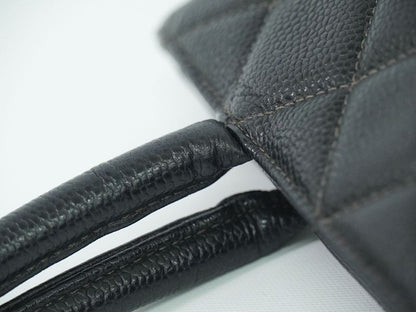 Authentic Chanel Coco Mark Revival Tote Handbag Caviar Skin Leather Black Coco