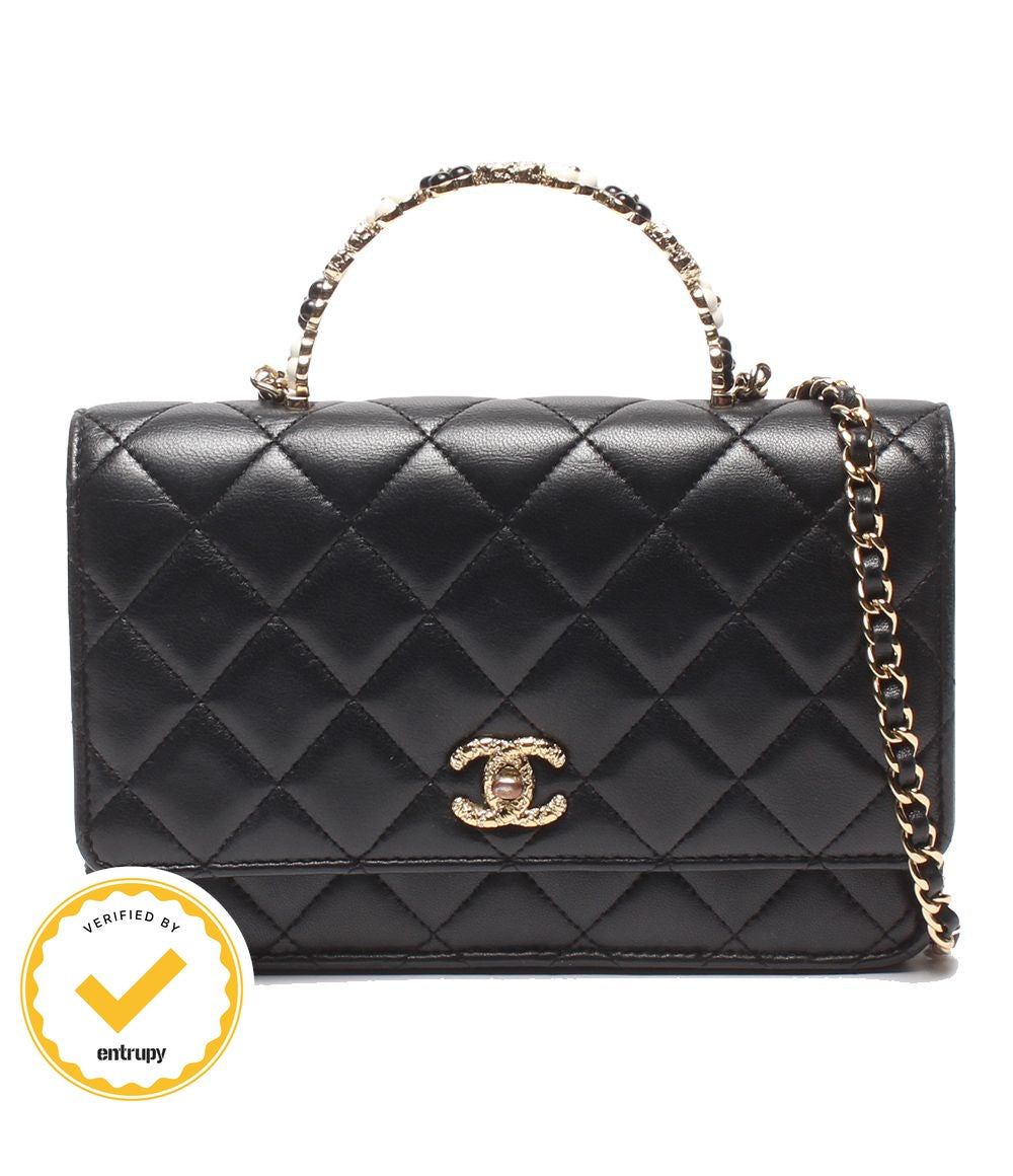 Chanel Chain Wallet Shoulder Bag Crossbody Gold Quilted Single Flap Lambskin