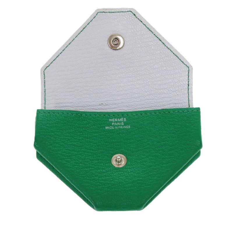 Hermes Le Van Cattle Chevre Mint Stamped Z 1921 Green Coin Case Hermes