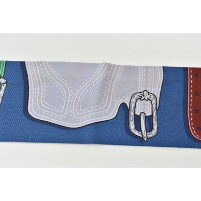 Hermes Twirly Scarf Silk Twill Belt Motif Blue Multi — view 4