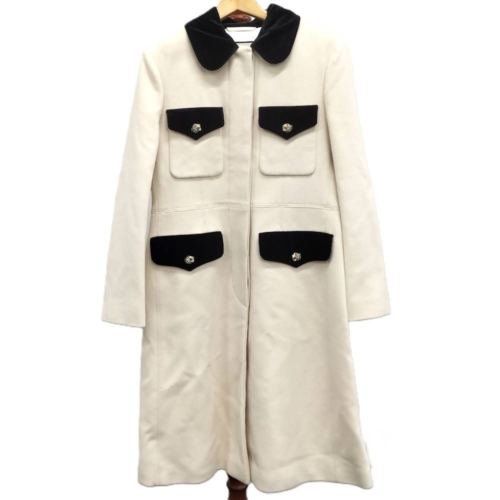 Gucci Stand Collar Coat with Belt Ivory