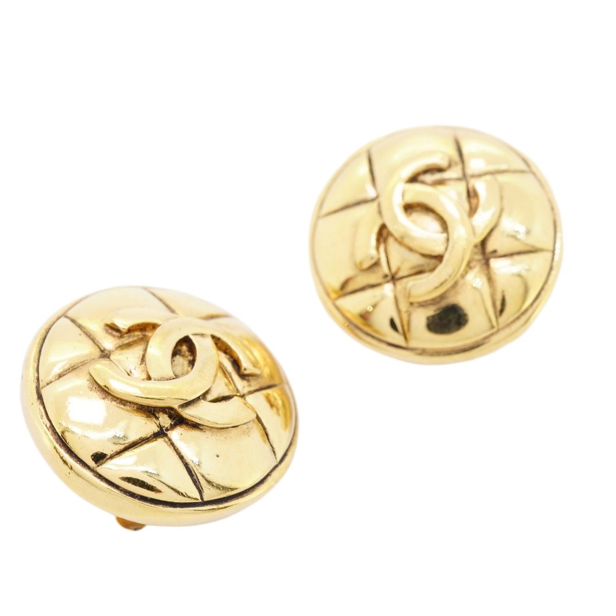 Chanel Earrings Vintage CC Logo Quilted Round — view 2