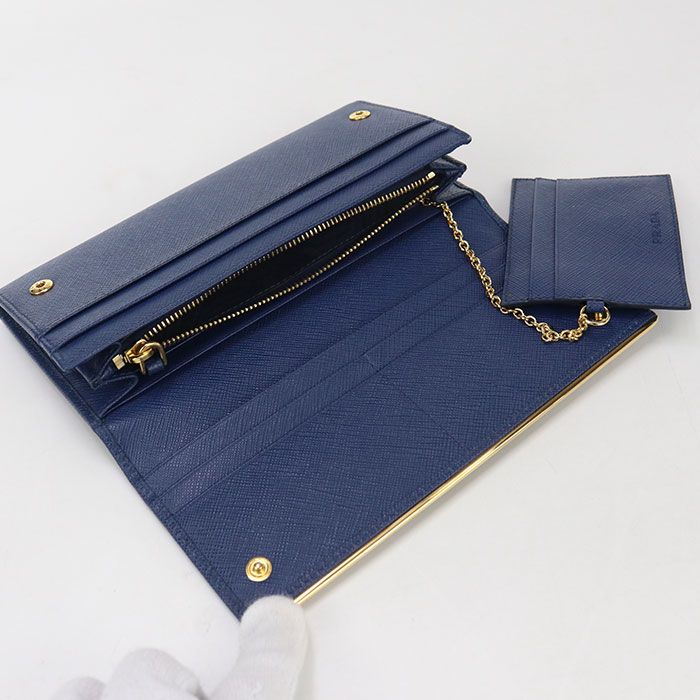 Prada 1mh132 QME F0016 Long Saffiano Leather With Ni Fold Coin Purse Women