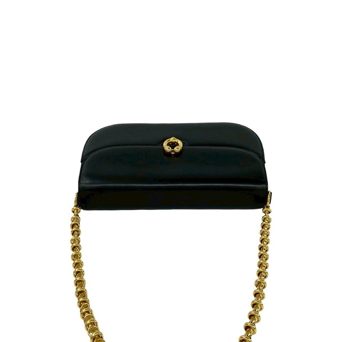 Gucci Vintage Calfskin Leather Chain Shoulder Bag Pochette Black — view 4