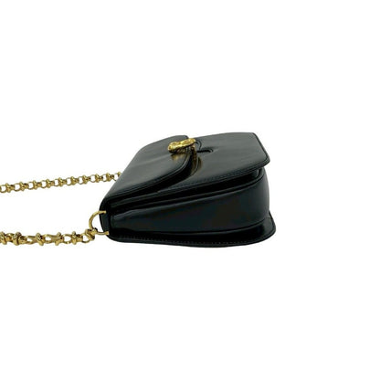 Gucci Vintage Calfskin Leather Chain Shoulder Bag Pochette Black — view 5