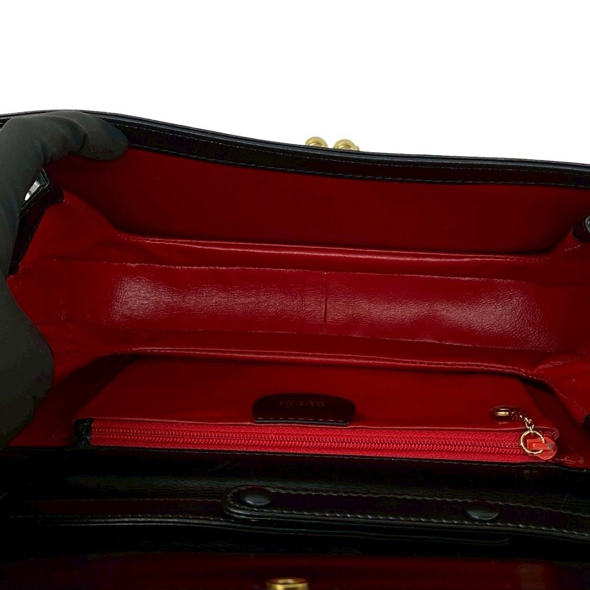 Gucci Vintage Calfskin Leather Chain Shoulder Bag Pochette Black — view 9