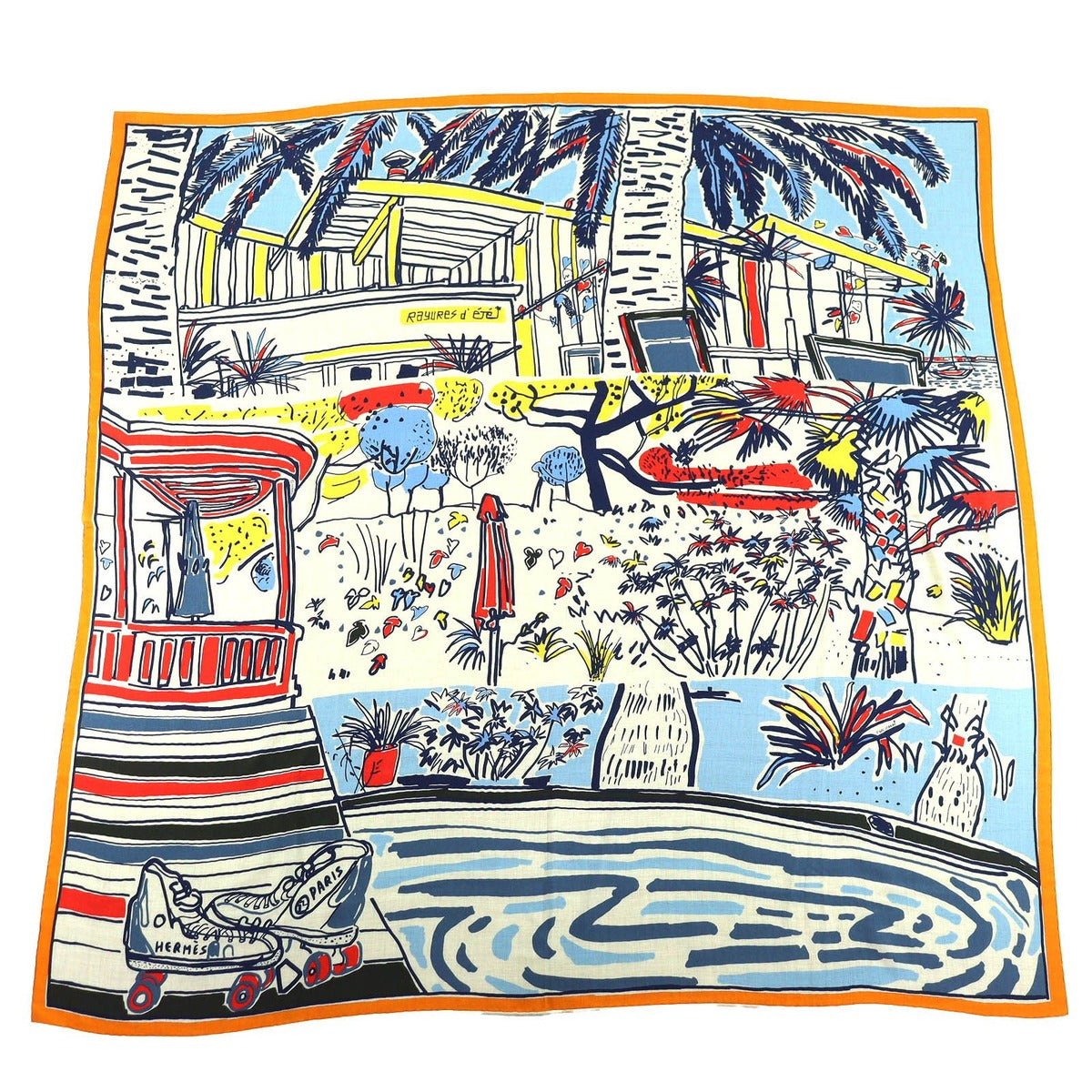Hermes Rayures D'ete Cashmere Silk Carre Geant Scarf
