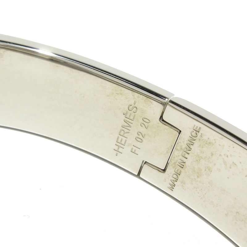 Hermes Bangle Click H Silver X Light Pink