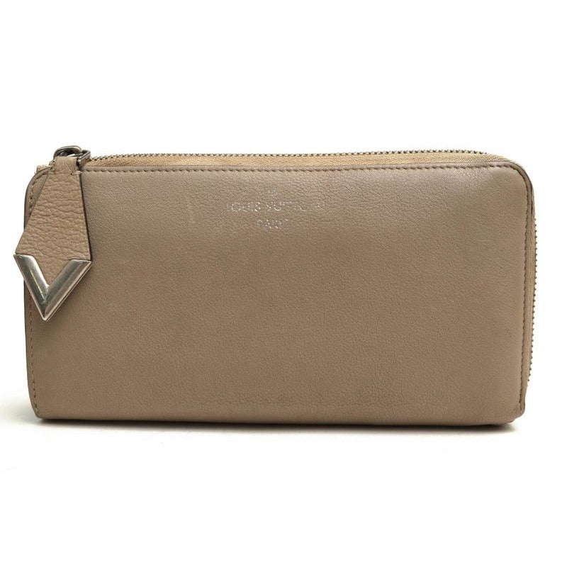 Louis Vuitton Long Wallet Women Leather Beige